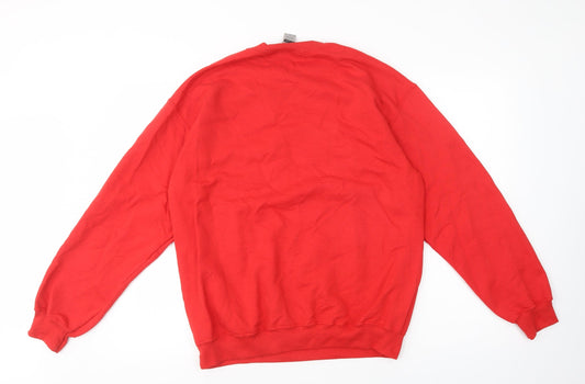Gildan Womens Red  Cotton Pullover Sweatshirt Size M  Pullover - Social Disneying