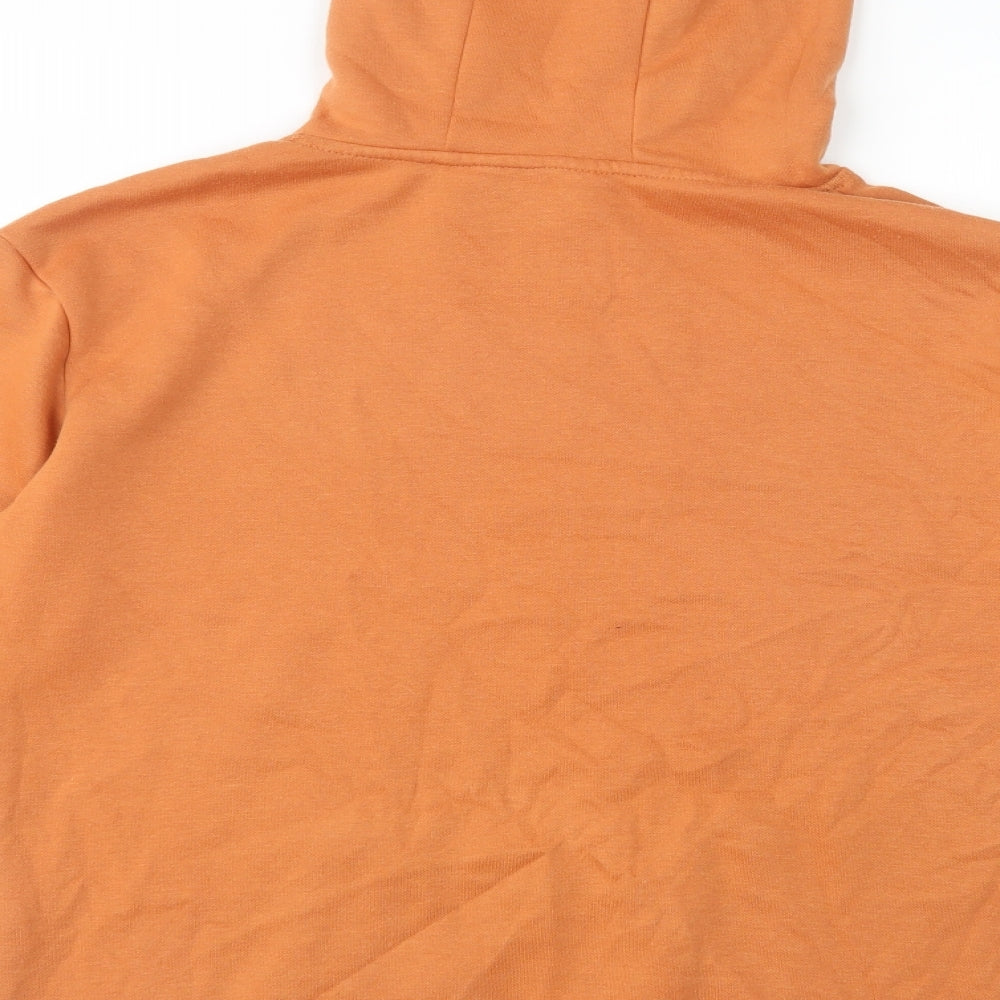 Brand and care label for Primark women’s orange cotton pullover hoodie, size S, pullover - breathe deeply