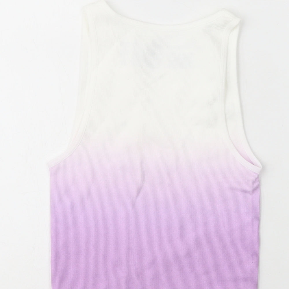Primark Womens Purple Nylon Cropped Tank Size 6 Crew Neck