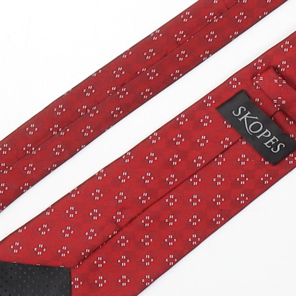 Skopes Mens Red Plaids & Checks Polyester Pointed Tie One Size