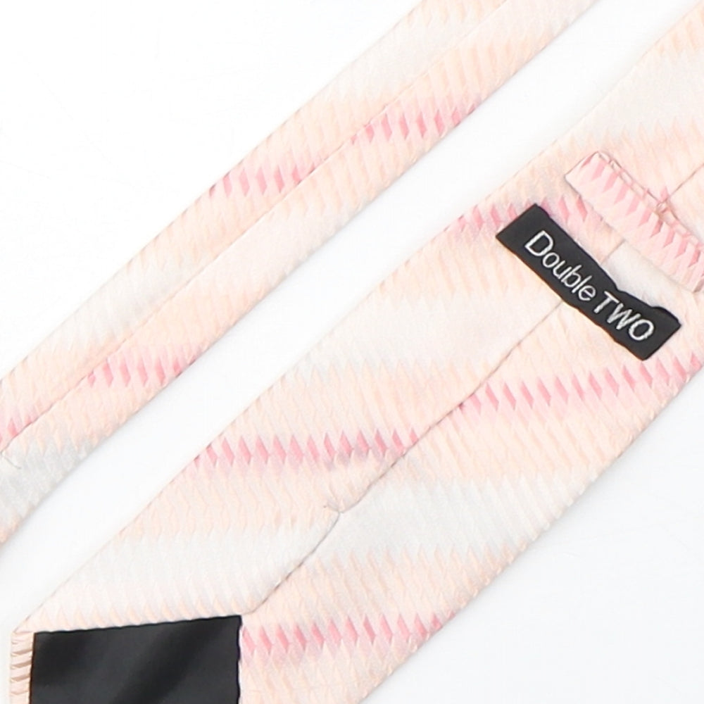 Mens Double TWO Pink Striped Pointed Tie