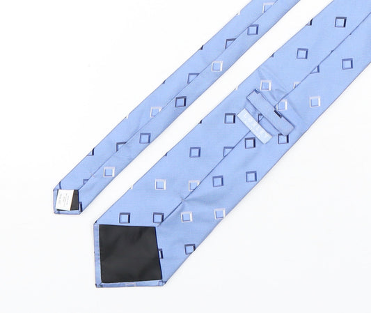 Loxley Mens Blue Geometric Silk Pointed Tie One Size