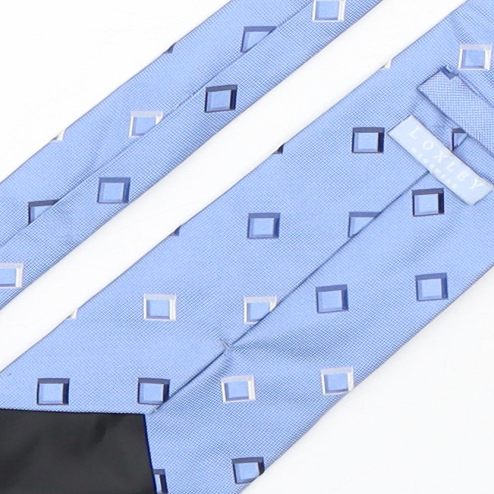 Loxley Mens Blue Geometric Silk Pointed Tie One Size