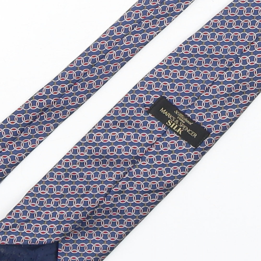 Marks and Spencer Mens Multicoloured Geometric Silk Pointed Tie One Size