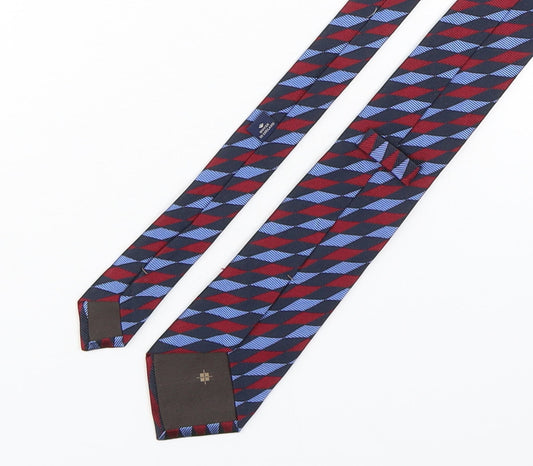 Mens Preworn Multicoloured Geometric Pointed Tie