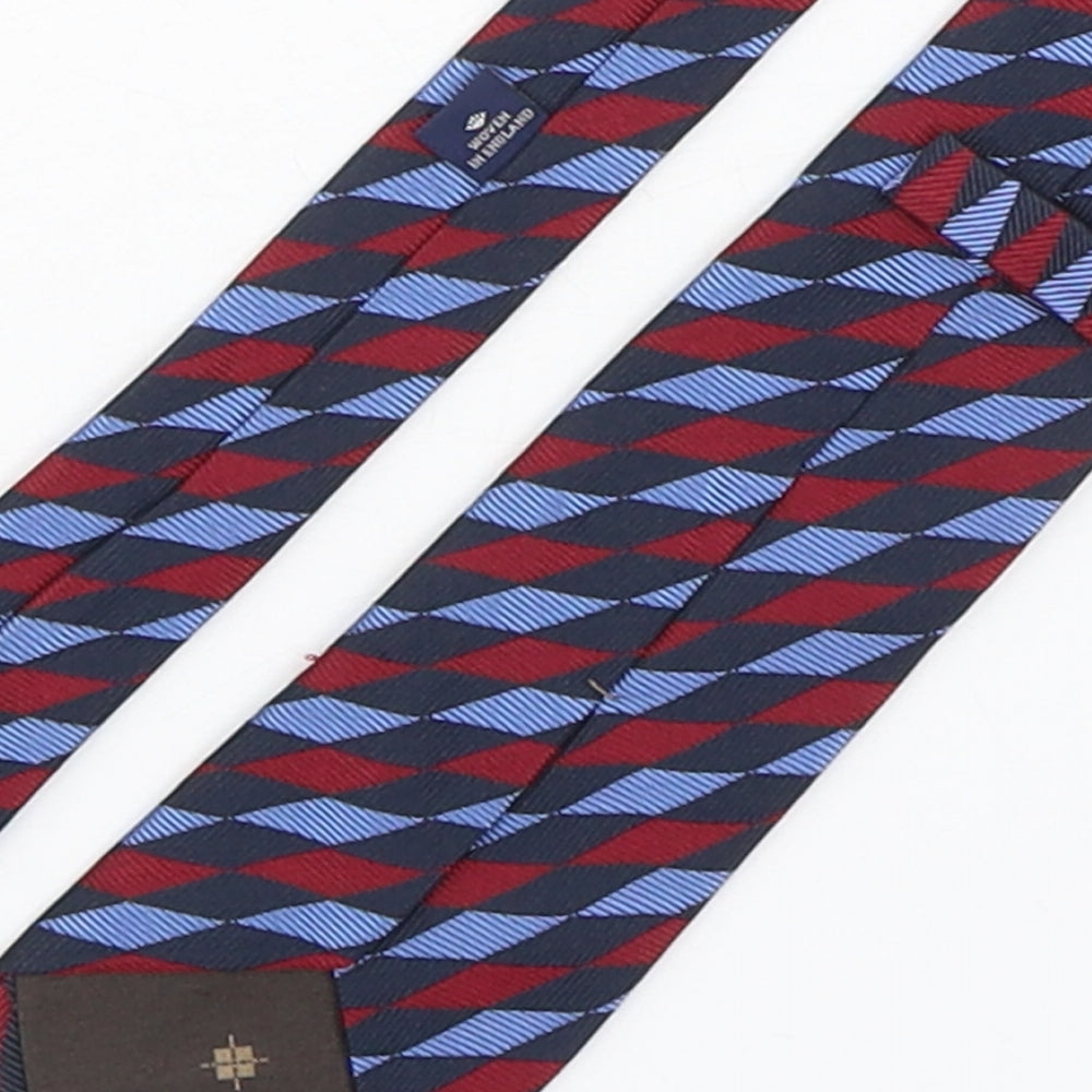 Mens Preworn Multicoloured Geometric Pointed Tie