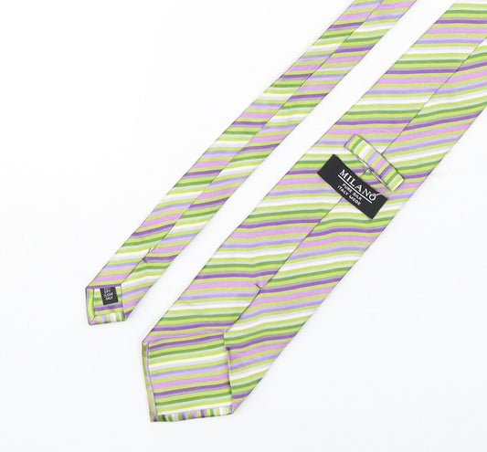 Milano Mens Multicoloured Striped Silk Pointed Tie One Size