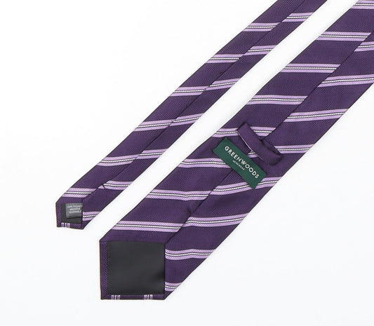 Greenwoods Mens Purple Striped Polyester Pointed Tie One Size