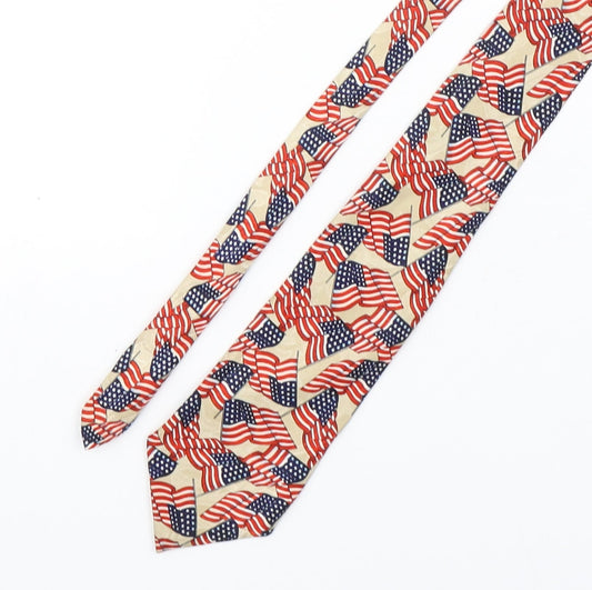 Additional front view of A.Rogers men’s multicoloured striped polyester pointed tie one size - usa