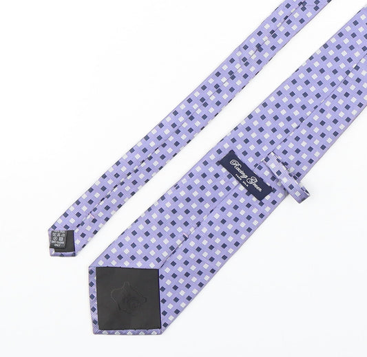 Racing Green Mens Purple Plaids & Checks Silk Pointed Tie One Size