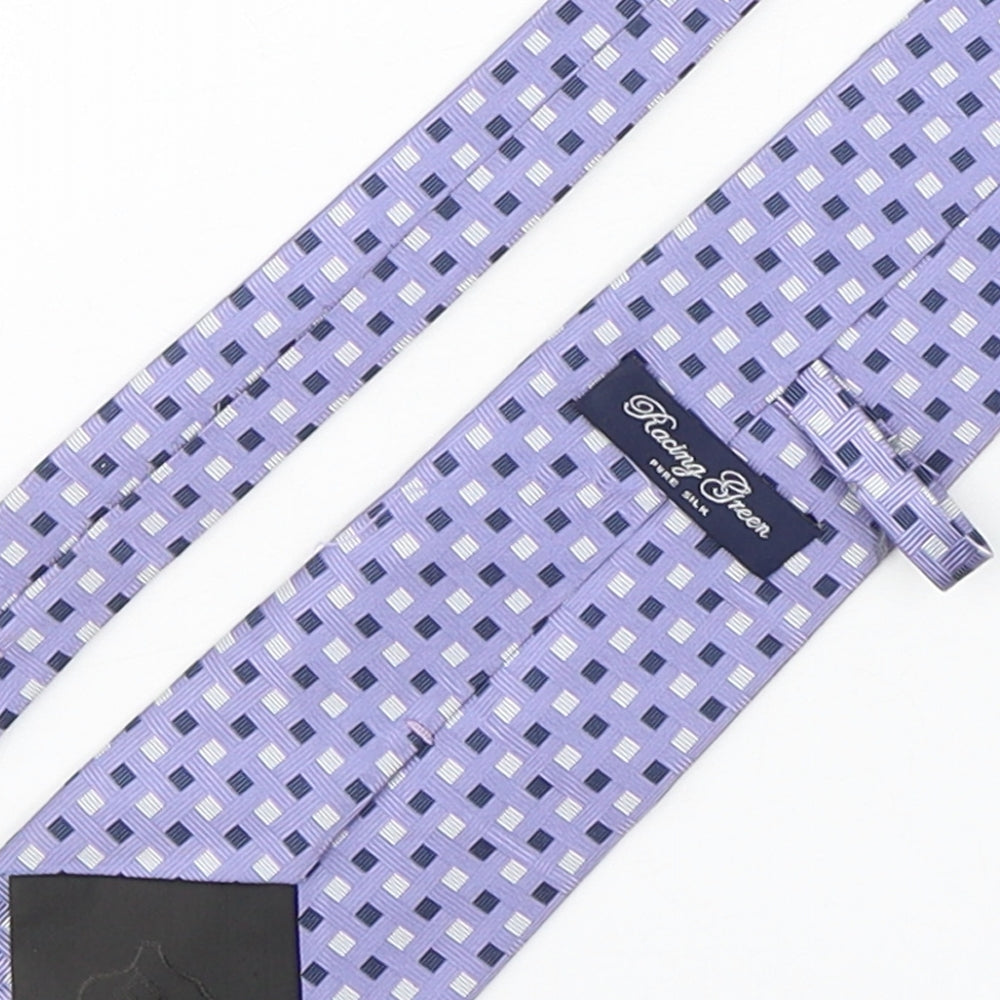 Racing Green Mens Purple Plaids & Checks Silk Pointed Tie One Size