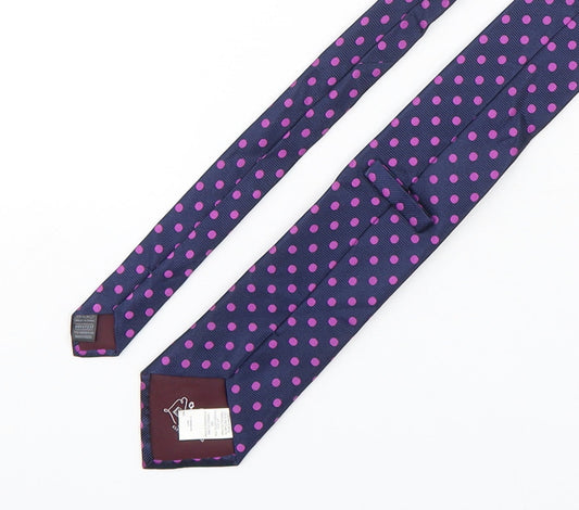 Marks and Spencer Mens Purple Polka Dot Silk Pointed Tie One Size