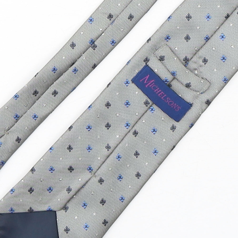 Michelsons Mens Grey Floral Polyester Pointed Tie One Size