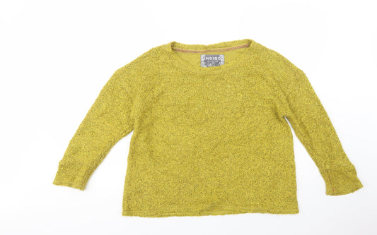 Indigo Womens Yellow Boat Neck Acrylic Pullover Jumper Size 16