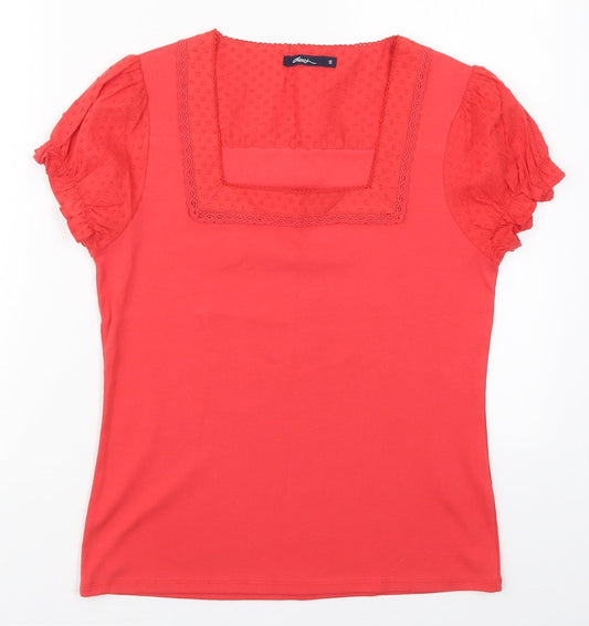Womens UK Size 10 DASH Red Basic T-Shirt
