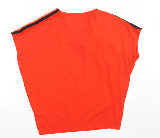 F&F Womens Red Striped Viscose Basic T-Shirt Size 8 V-Neck