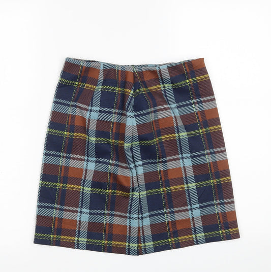Marks and Spencer Womens Multicoloured Check Polyester A-Line Skirt Size 8