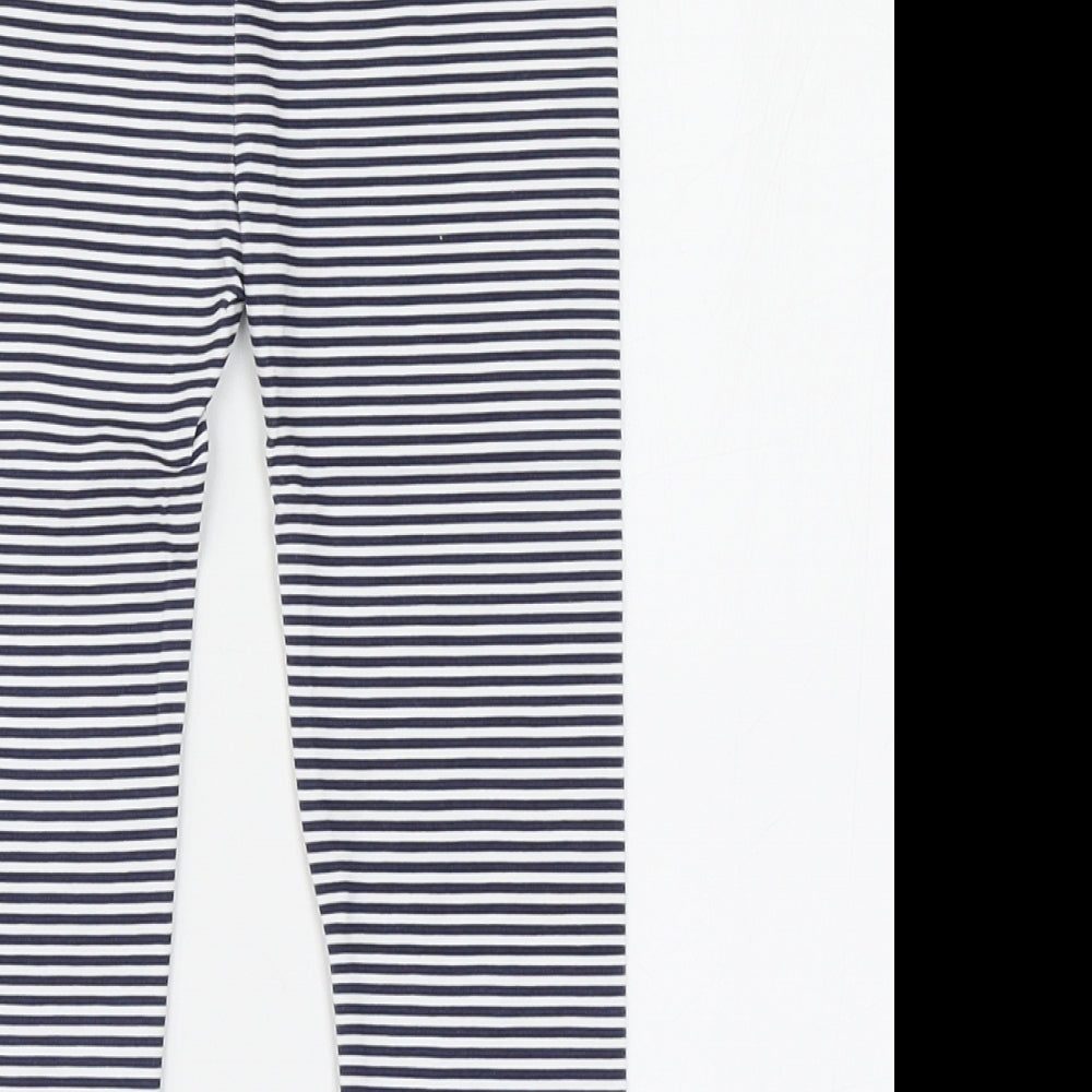 First Impressions Girls Blue Striped Cotton Jogger Leggings Size 24 Months Pullover - Leggings