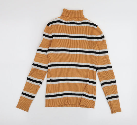 Primark Girls Multicoloured Roll Neck Striped Viscose Pullover Jumper Size 10-11 Years Pullover