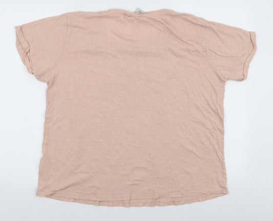 ICHI Womens Pink 100% Cotton Jersey T-Shirt Size 2XL Round Neck - Voila