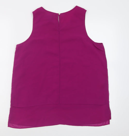 Gap Womens Purple Polyester Basic Tank Size M Scoop Neck