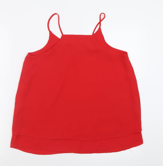 ESMARA Womens Red Polyester Basic Tank Size 14 Scoop Neck