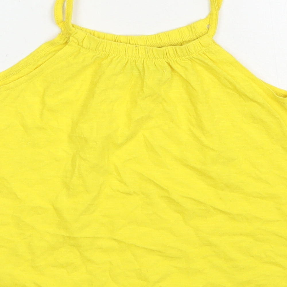 Marks and Spencer Girls Yellow Polyester Camisole Tank Size 5-6 Years Scoop Neck Pullover