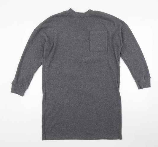 Additional front view of Tu women’s grey round neck polyester jumper, size UK 12