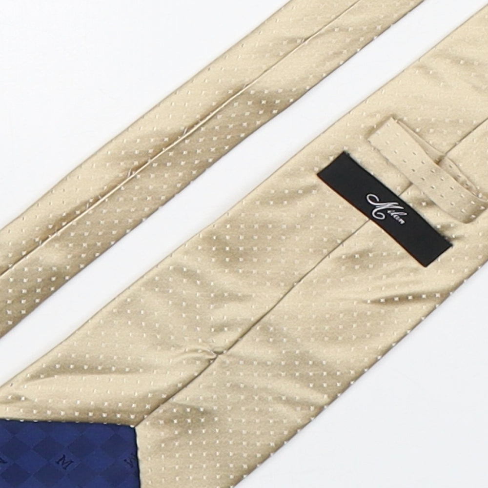 Milan Mens Gold Polka Dot Silk Pointed Tie One Size
