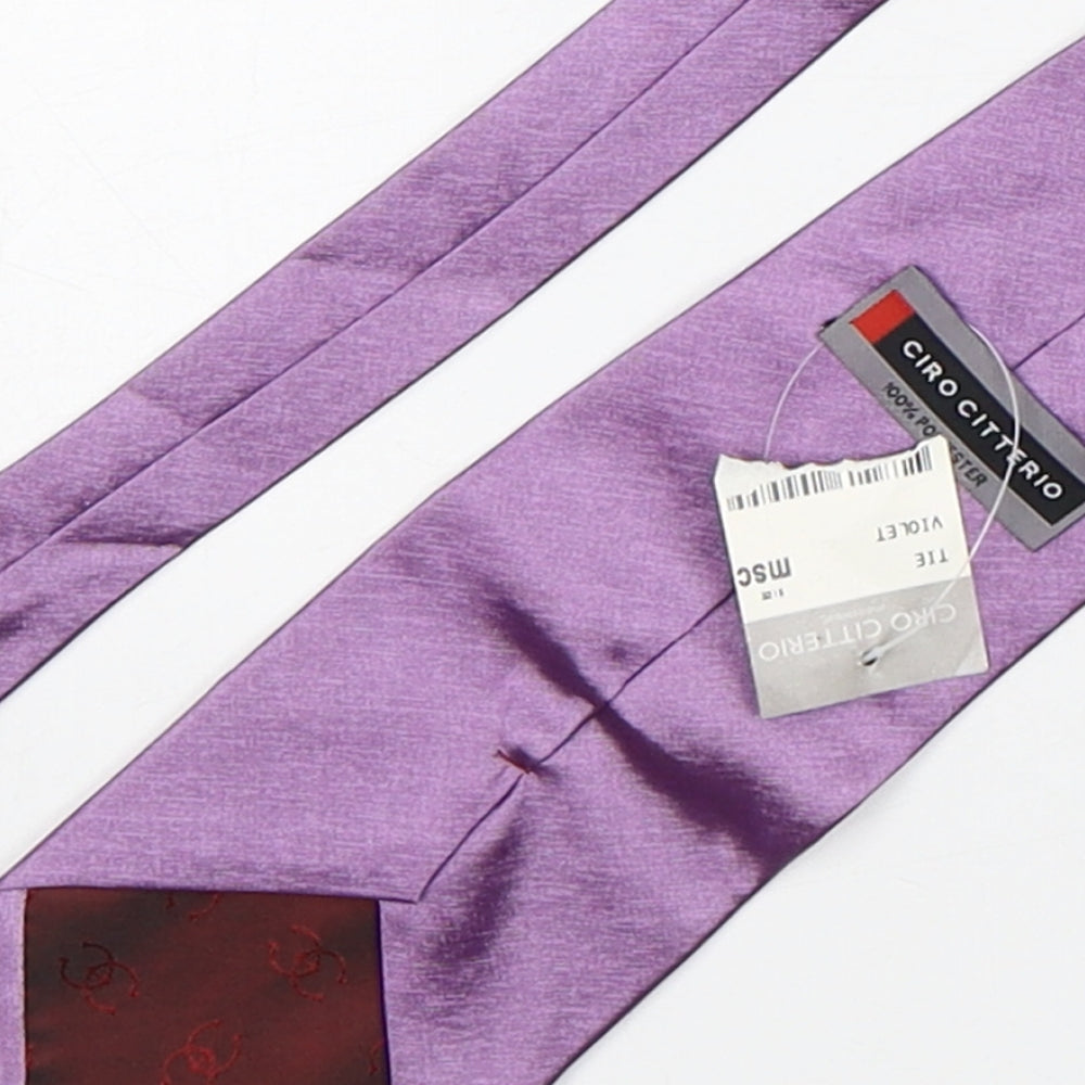 Mens Ciro Citterio Purple No Pattern Pointed Tie
