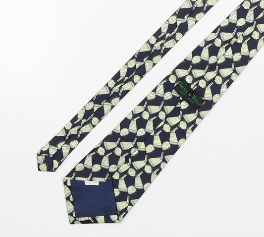 Sette & Bello Mens Multicoloured Geometric Silk Pointed Tie One Size - Golf