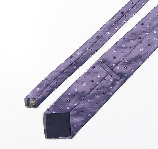 Marks and Spencer Mens Purple Floral Silk Pointed Tie One Size