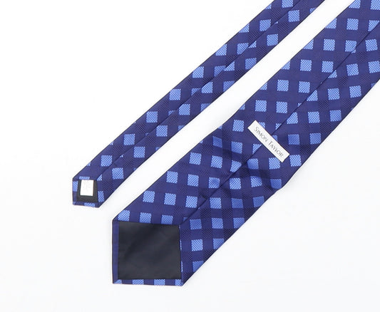 Simon Taylor Mens Blue Geometric Polyester Pointed Tie One Size