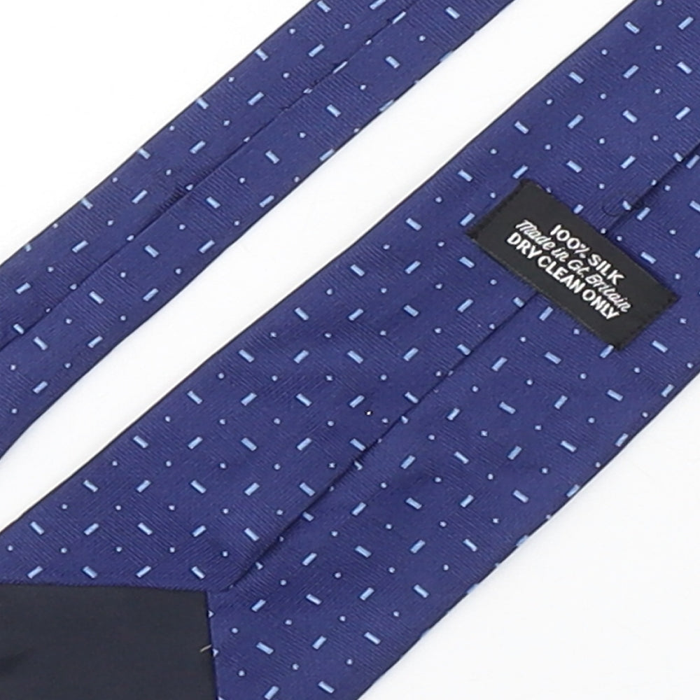 PreWorn Mens Blue Geometric Silk Pointed Tie One Size