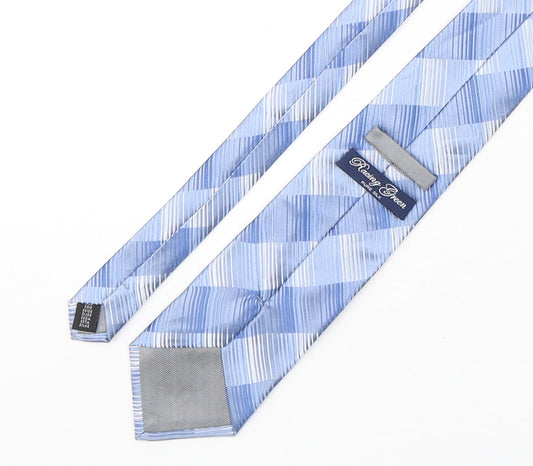 Racing Green Mens Blue Striped Silk Pointed Tie One Size