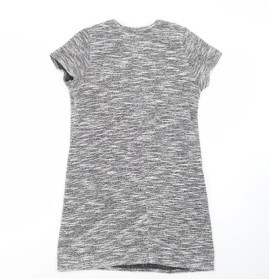 Miss Selfridge Womens Grey Polyester Shift Size 10 Crew Neck Pullover