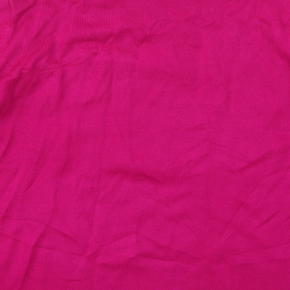 Gerard Womens Pink Roll Neck Floral Acrylic Pullover Jumper Size M