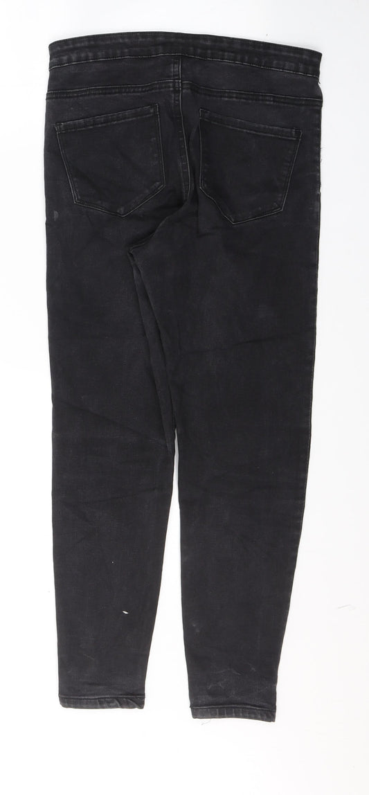 Denim & Co. Womens Black Cotton Cropped Jeans Size 12 L25 in Regular Button