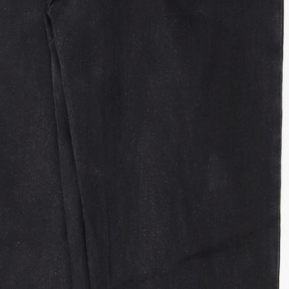 Denim & Co. Womens Black Cotton Cropped Jeans Size 12 L25 in Regular Button