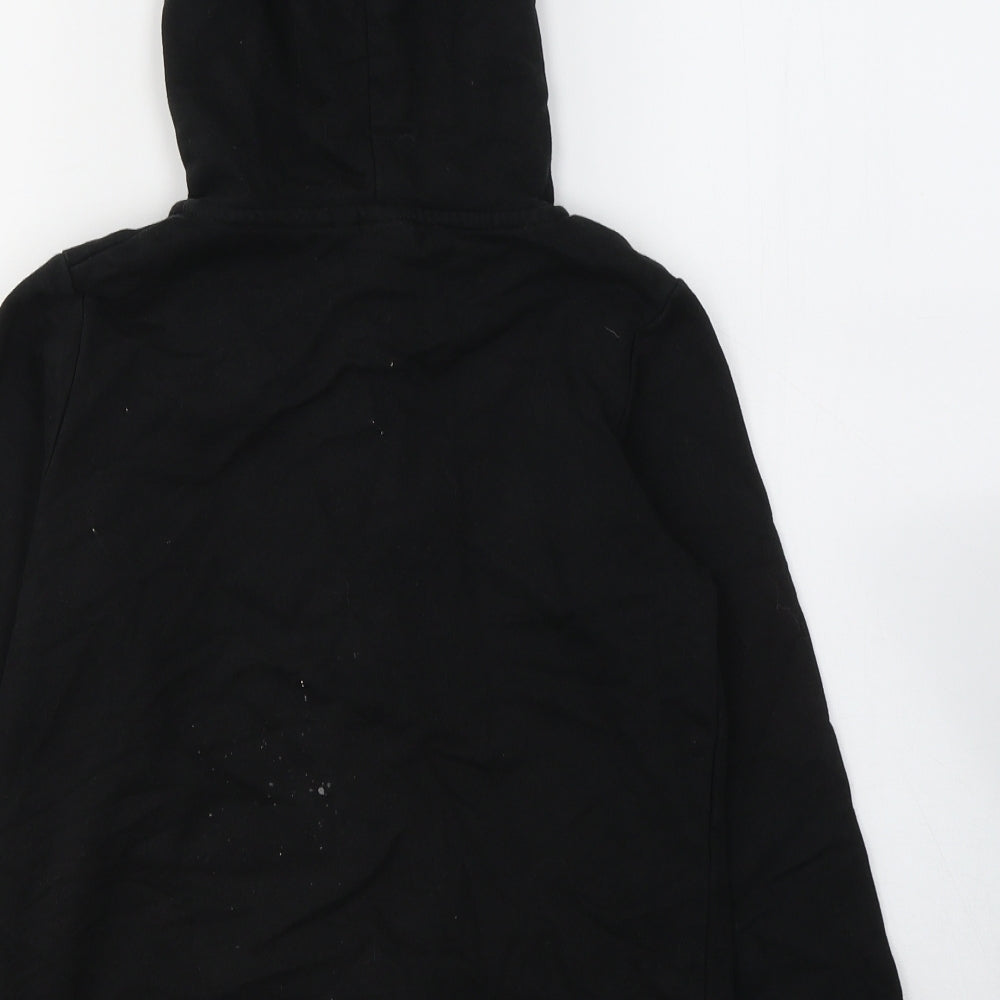 name it Boys Black Cotton Full Zip Hoodie Size 9-10 Years Zip