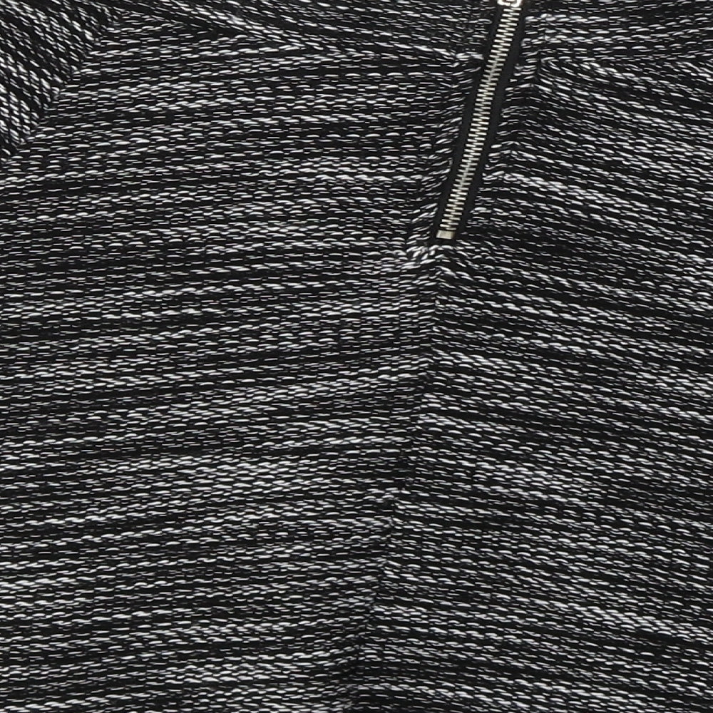 Brand and care label for Divided by H&M women’s black striped cotton flare skirt, size S, zip