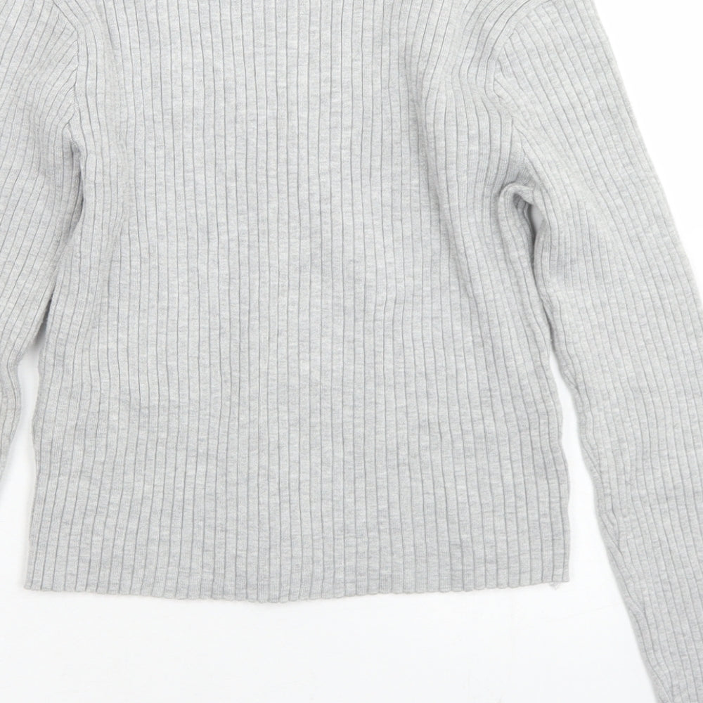 Womens UK Size M Divided Grey Cropped T-Shirt