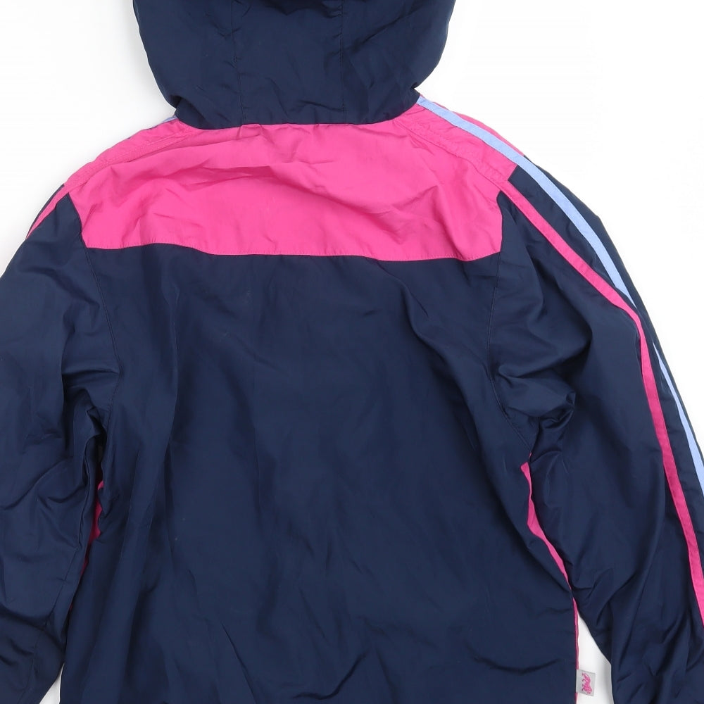 Brand and care label for Lonsdale women’s blue striped jacket, size UK 10, zip