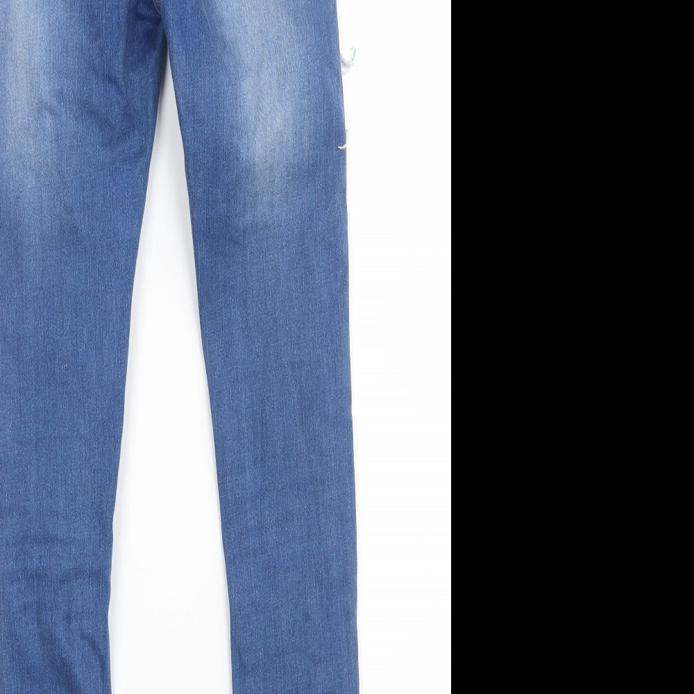 Boohoo Womens Blue Cotton Skinny Jeans Size 6 L27 in Slim Zip