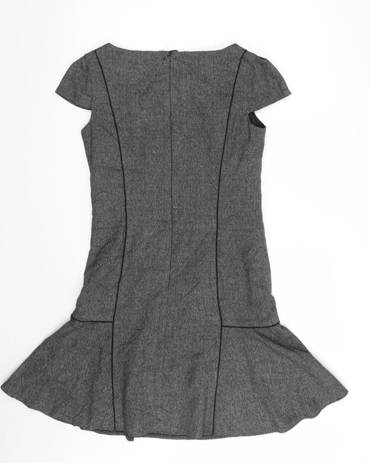 NEXT Womens Grey Polyester A-Line Size 8 Boat Neck Zip