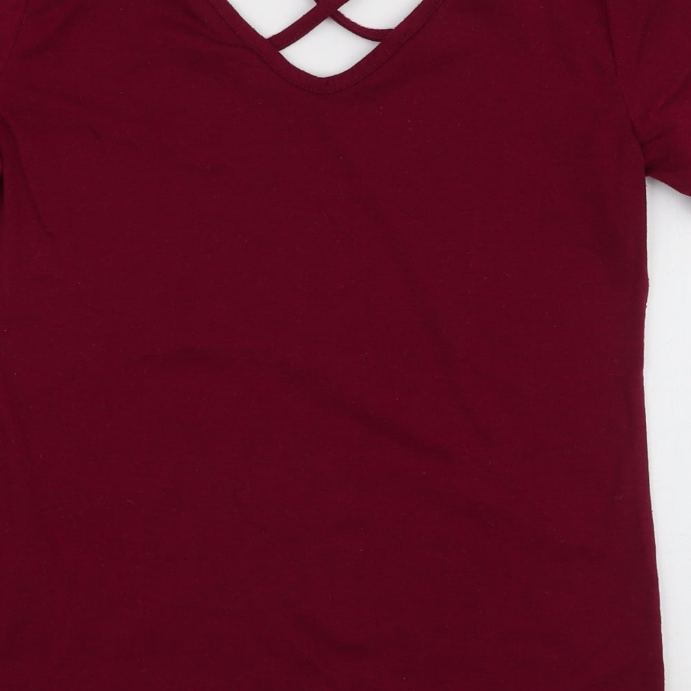 Womens UK Size S Preworn Red Jersey T-Shirt