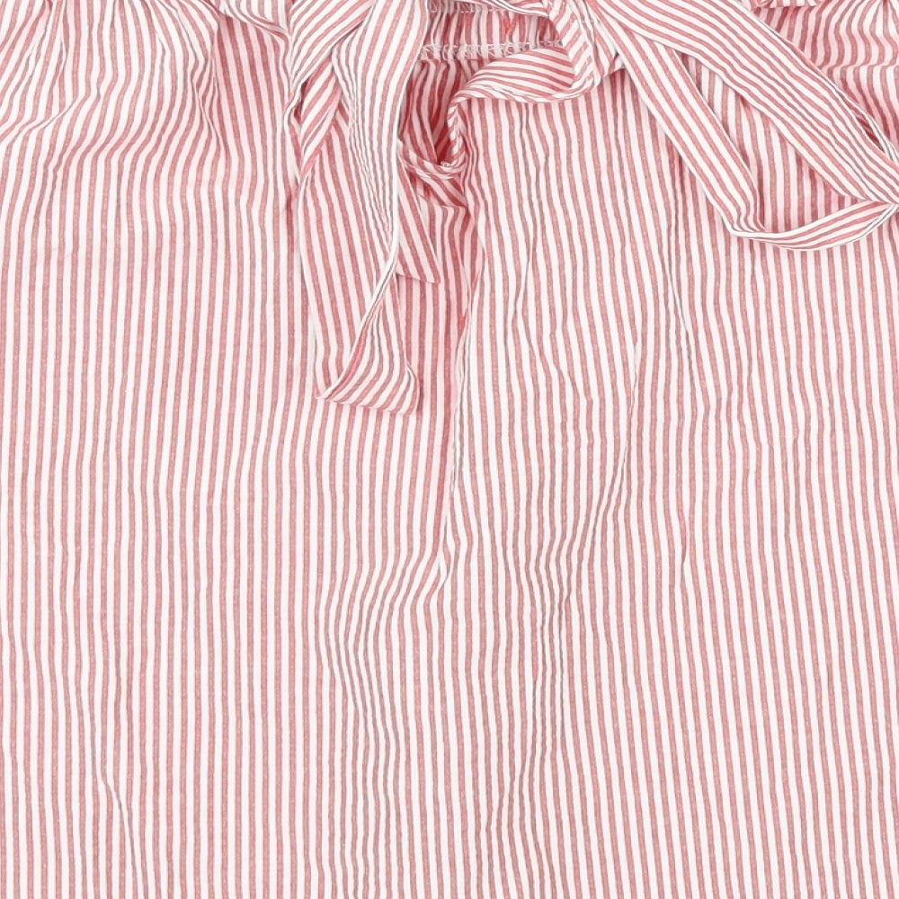 Atmosphere Womens Red Striped Cotton Basic Blouse Size 10 Off the Shoulder