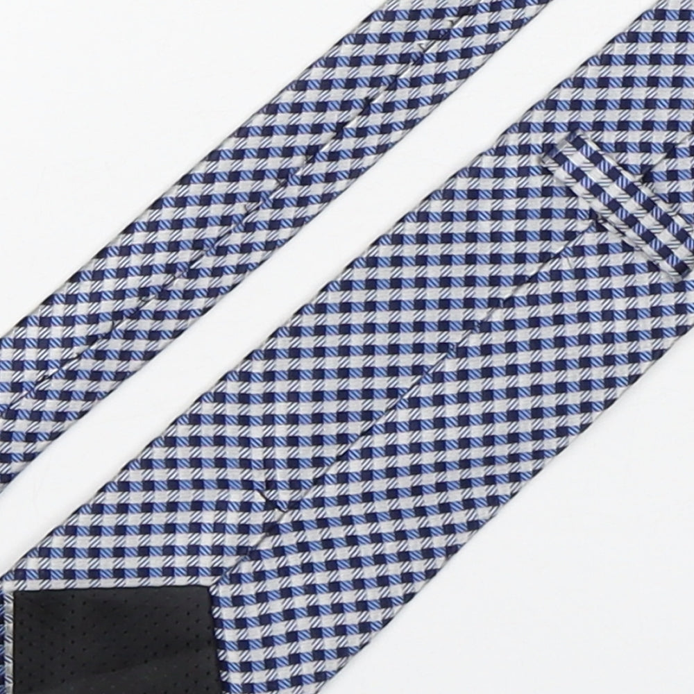 PreWorn Mens Blue Plaids & Checks Polyester Pointed Tie One Size