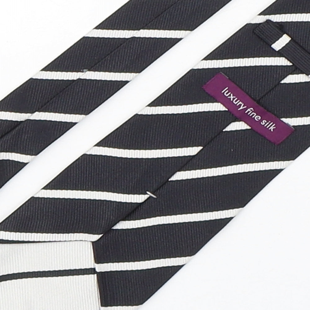 Marks and Spencer Mens Multicoloured Striped Silk Pointed Tie One Size