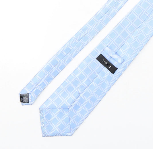 NEXT Mens Blue Plaids & Checks Polyester Pointed Tie One Size